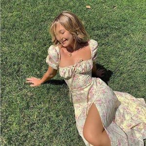 HOUSE OF CB ‘Tallulah' Lemon Floral Sundress Blogger NWOT Spring Dress